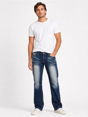 Buffalo David Bitton Men's Dark Blue Bootcut Jeans